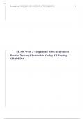 NR 500 Week 2 Assignment: Roles in Advanced Practice Nursing-Chamberlain College Of Nursing: GRADED A