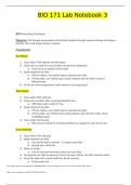 BIO 171 Lab Notebook 3 questions and answers latest 2023 - 2024 [100% correct answers]