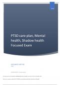 PTSD care plan, Mental health, Shadow health Focused Exam 2023