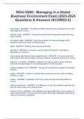 WGU D080 - Managing in a Global Business Environment Exam |2023-2024 Questions & Answers (SCORED A) 