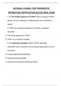 National Council For Therapeutic Recreation Certification (NCTRC) Real Exam 2023