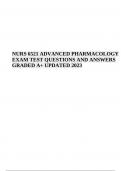 NURS 6521 (ADVANCED PHARMACOLOGY) FINAL EXAM QUESTIONS AND ANSWERS | LATEST GRADED A+ UPDATED 2023/2024