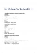 ServSafe Manger Test Questions & Answers 2023 ( A+ GRADED 100% VERIFIED)