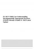 DCF FL Child Care, Understanding Developmentally Appropriate Practices (UDAP) Exam Questions With Answers | Latest Update 2023 /2024 (100% VERIFIED)