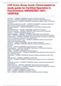 CSP Exam Study Guide (Terms based on study guide for Certified Specialist in Psychometry) ANSWERED 100% VERIFIED(Anhedonia - CORRECT ANSWERS Inability to experience pleasure)