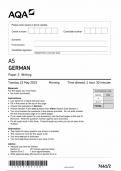 AQA AS GERMAN QUESTION PAPER 2 MAY 2023 (7661/2: Writing)