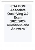 PGA PGM Associate Qualifying 3.0 Exam  2023/2024 Questions and Answers