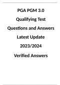 PGA PGM 3.0 Qualifying Test Questions and Answers Latest Update 2023/2024  Verified Answers