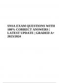 SNSA EXAM QUESTIONS WITH CORRECT ANSWERS | LATEST UPDATE | GRADED A+ 2023/2024