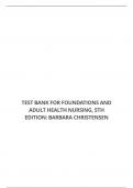 TEST BANK FOR FOUNDATIONS AND ADULT HEALTH NURSING, 5TH EDITION: BARBARA CHRISTENSEN