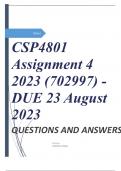 CSP4801 Assignment 4 2023 (702997) - DUE 23 August 2023