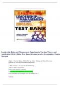 Leadership Roles and Management Functions in Nursing Theory and Application 10 th Edition Test Bank | Comprehensive Companion; Huston Marquis 