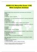 NURS 612 Maryville Exam 4 MC With Complete Solution