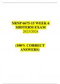 NRNP 6675-15 Week 6 Midterm Exam 2023-2024  (100% Correct Answers)