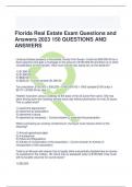 Florida Real Estate Exam Questions and  Answers 2023 150 QUESTIONS AND  ANSWERS 