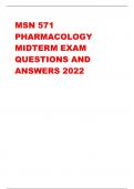 MSN 571  PHARMACOLOGY  MIDTERM EXAM  QUESTIONS AND  ANSWERS 2022