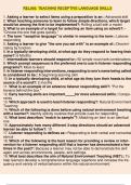 Relias: Teaching Receptive Language Skills 1. Asking a learner to select items using a preposition is an:: Advanced skill 2. When teaching someone to learn to follow simple directions, which target would be among the first to be implemented?: Rolling a ba