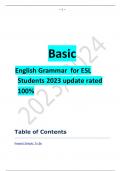 English Grammar for ESL Students 2023 update rated 100%  2 Exam (elaborations) basic_english_school_solver_quiz_questions_and_answers_92__correct_answe  3 Exam (elaborations) School solver Quiz Basic English 2023 UPDATE RATED 100% FIRST CLASS