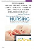 TEST BANK FORMATERNAL-NEWBORN NURSING: THECRITICAL COMPONENTS OF NURSINGCARE, 3RD EDITION, ROBERTADURHAM, LINDA CHAPMAN