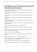 Auto Mechanics Final Exam Review 2023 Questions and Answers