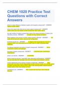 Bundle For CHEM 1020 Exam Questions with All Correct Answers A Grade