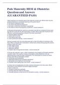 Peds Maternity HESI & Obstetrics Questions and Answers (GUARANTEED PASS)