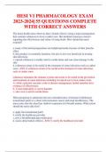 HESI V1 PHARMACOLOGY EXAM 2023-2024| 55 QUESTIONS COMPLETE WITH CORRECT ANSWERS