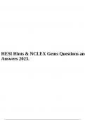 HESI Hints & NCLEX Gems Questions and Answers 2023 & HESI Hints & NCLEX Gems Actual Test and Study Guide Latest 2023.