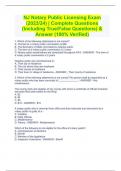 NJ Notary Public Licensing Exam (2023/24) | Complete Questions (Including True/False Questions) & Answer (100% Verified)