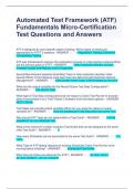 Automated Test Framework (ATF) Fundamentals Micro-Certification Test Questions and Answers 