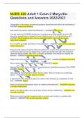 NURS 620 Adult 1 Exam 2 MaryvilleQuestions and Answers 2022/2023 Claudication is the classic presenting symptom associated with which of the following? - ANSWER arterial insufficiency Risk factors for chronic arterial insufficiency?- - ANSWER tobacco use