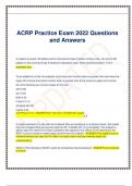  ACRP Practice exam 2022 questions and answers 