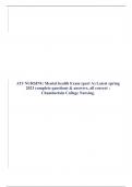 ATI NURSING Mental health Exam (part A) Latest spring 2020 complete questions & answers, all correct : Chamberlain College Nursing.