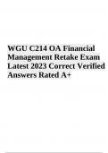 WGU C214 OA Exam Questions With Answers Latest, WGU C214 Pre-Assement Questions With Answers, WGU C214 OA (Financial Management) Exam Questions With Answers, WGU C214 OA Exam Practice Questions With Answers Latest Update  & WGU C214 Final Exam Questions W