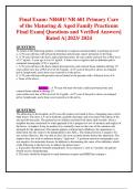 Final Exam: NR601/ NR 601 Primary Care of the Maturing & Aged Family Practicum Final Exam| Questions and Verified Answers| Rated A| 2023/ 2024