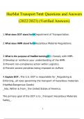 HazMat Transport Test questions and answers latest 2023 - 2024 [100% correct answers]