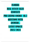 FLORIDA REAL ESTATE SALES  ASSOCIATE PRE-LICENSE COURSE CH.2 QUESTIONS WITH  ANSWERS . LATEST UPDATE  2023/2024