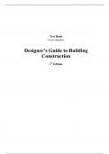 Test Bank For Designer's Guide to Building Construction and Systems 1st Edition All Chapters - 9780133003253