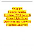 VATI PN Comprehensive Predictor 2020 Form B Green Light Exam Questions and Answers (Verified Answers)