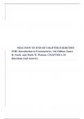 SOLUTION TO END OF CHAPTER EXERCISES FOR: Introduction to Econometrics, 3rd Edition James H. Stock, and Mark W. Watson. CHAPTER 1-18 Questions And Answers