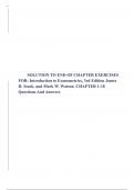 SOLUTION TO END OF CHAPTER EXERCISES FOR: Introduction to Econometrics, 3rd Edition James H. Stock, and Mark W. Watson. CHAPTER 1-18 Questions And Answers 100% CORRECT.