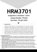 HRM3701 Assignment 2 (ANSWERS) Semester 1 2024 - DISTINCTION GUARANTEED