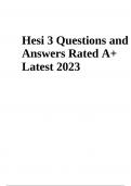 HESI 3 Exam Questions and Answers | Latest 2023/2024 | VERIFIED