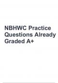 NBHWC Exam Practice Questions With Answers | Latest 2023/2024 | VERIFIED