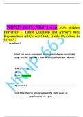 NRNP 6635 Mid term 2023, Walden  University - Latest Questions and Answers with Explanations, All Correct Study Guide, Download to Score A+ • Question 1 Select the serum assessment that is required when prescribing drugs to treat psychiatric disorders in 