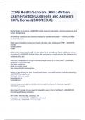 COPE Health Scholars (KPI): Written Exam Practice Questions and Answers 100% Correct(SCORED A)