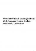 NURS 6660 / NURS6660 Final Exam Questions With Answers Latest Update | NURS 6660 Midterm Exam Questions With 100% Correct Answers | NURS 6660 / NURS6660 Midterm Exam Questions and Answers | NURS 6660 Midterm Exam Questions With Answers & NURS 6660 / NURS6