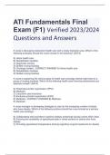 ATI Fundamentals Final  Exam (F1) Verified 2023/2024  Questions and Answers