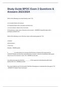 Study Guide BPOC Exam 2 Questions & Answers 2023/2024