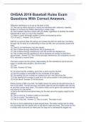 OHSAA 2019 Baseball Rules Exam Questions With Correct Answers.